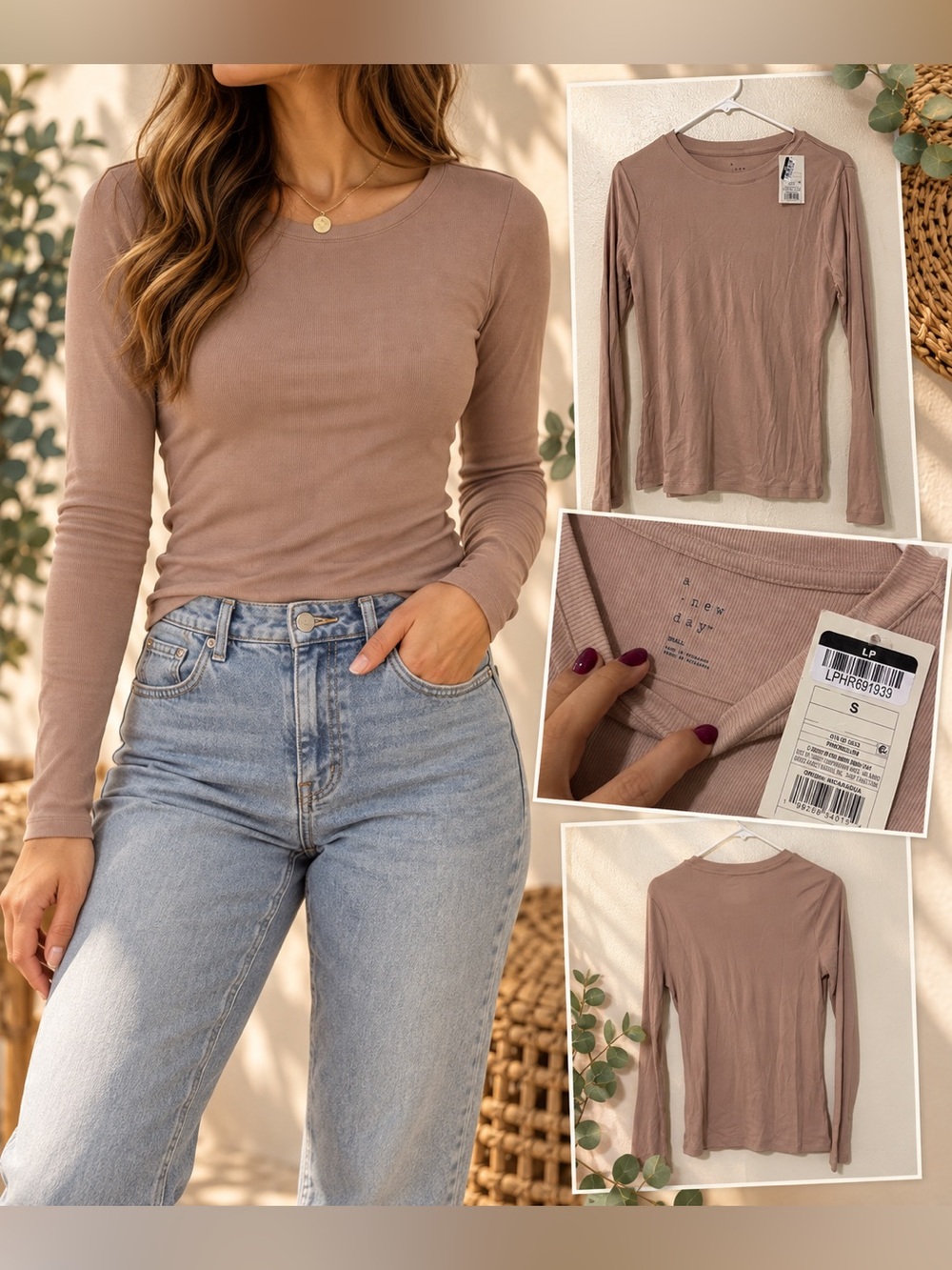 new day Long Sleeve Top in Pink Size Small NWT